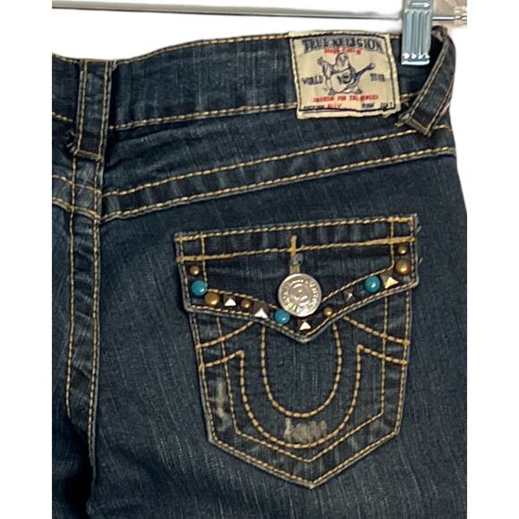 True Religion Billy Jeans Womens Size 28 Blue Straight Leg Low Rise Designer - Picture 10 of 12